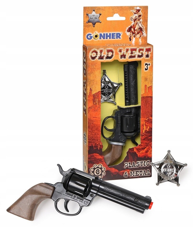 Gonher Old West 8-Shot Ring Cap Gun Diecast Western Cowboy Revolver Replica Pro