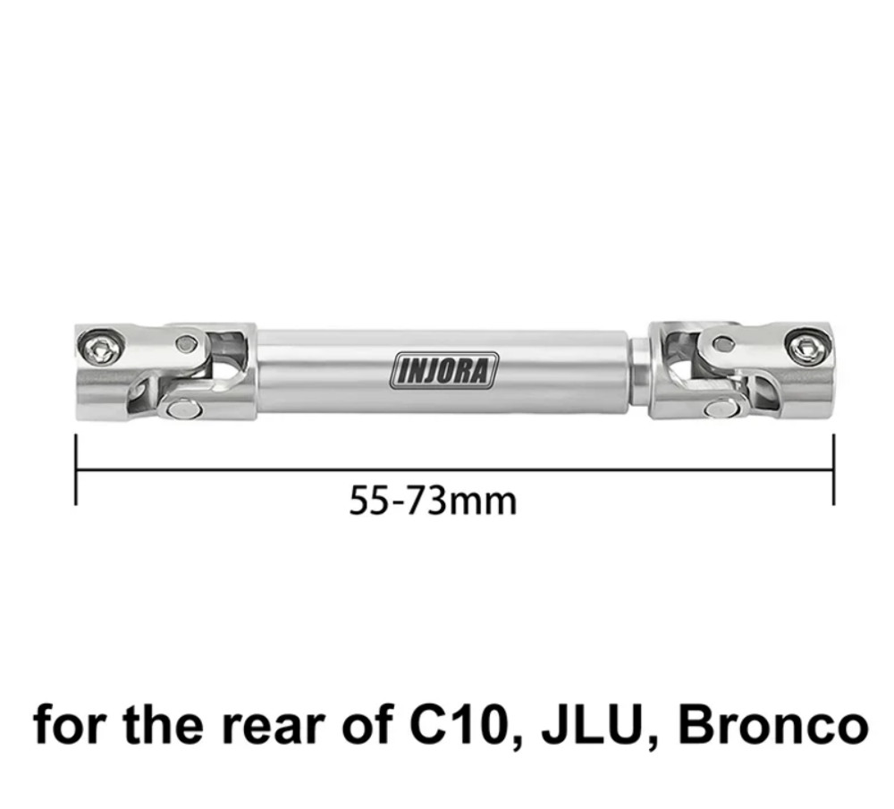Injora Universal Stainless Steel Center Driveshaft 55-73mm Rear INJSCX24-181-53