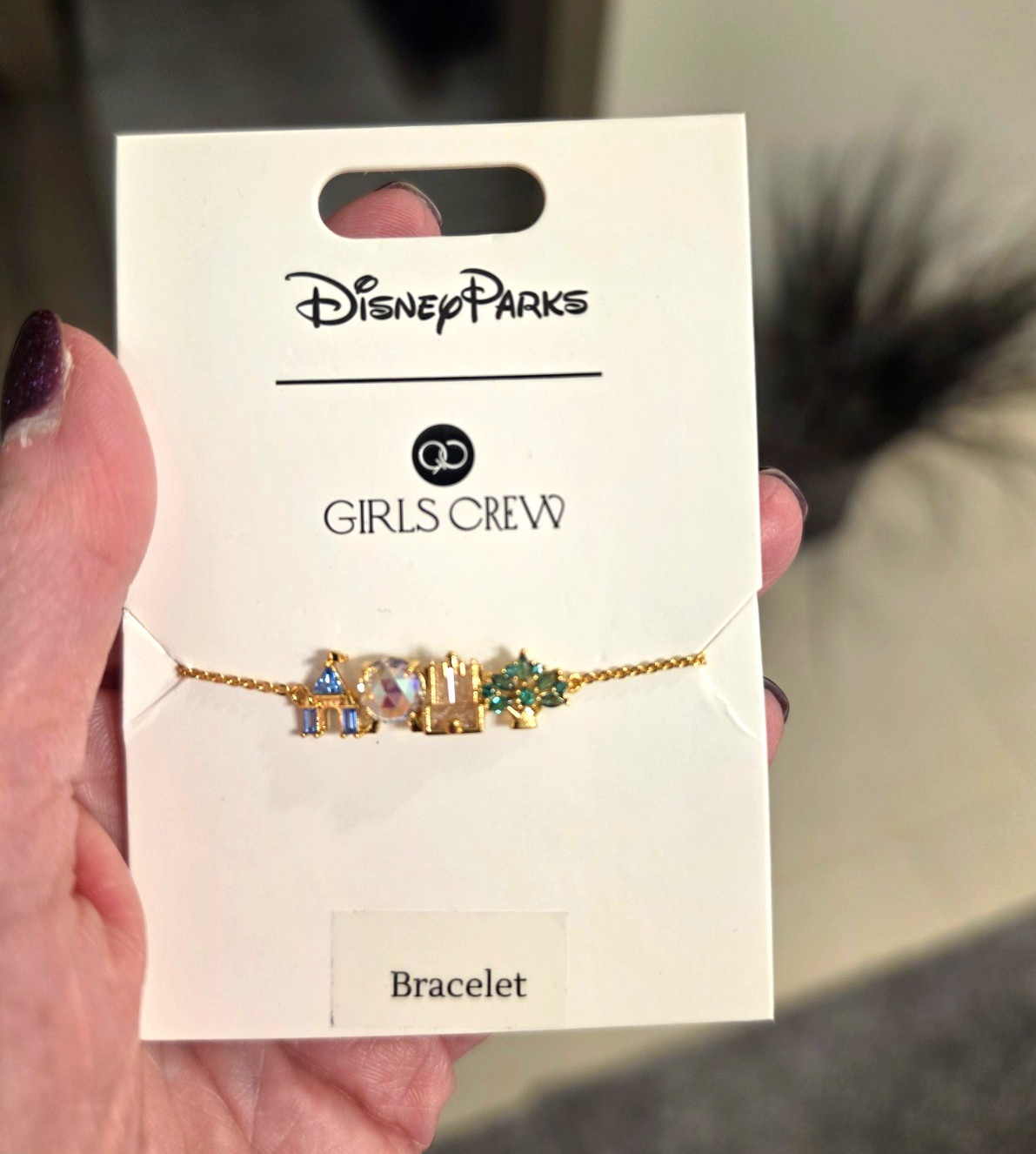 Disney Parks x Girls Crew Disney Castle Charm Bracelet Gold Tone Colored Stones Disney Parks x Girls Crew Disney Castle Charm Bracelet Gold Tone Colored Stones