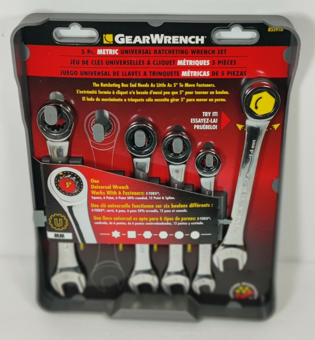 GEARWRENCHš„ 10,12,13,14, & 15MM 5Pc š„One Universal Ratchet Wrench Setš„85591A GEARWRENCHš„ 10,12,13,14, & 15MM 5Pc š„One Universal Ratchet Wrench Setš„85591A