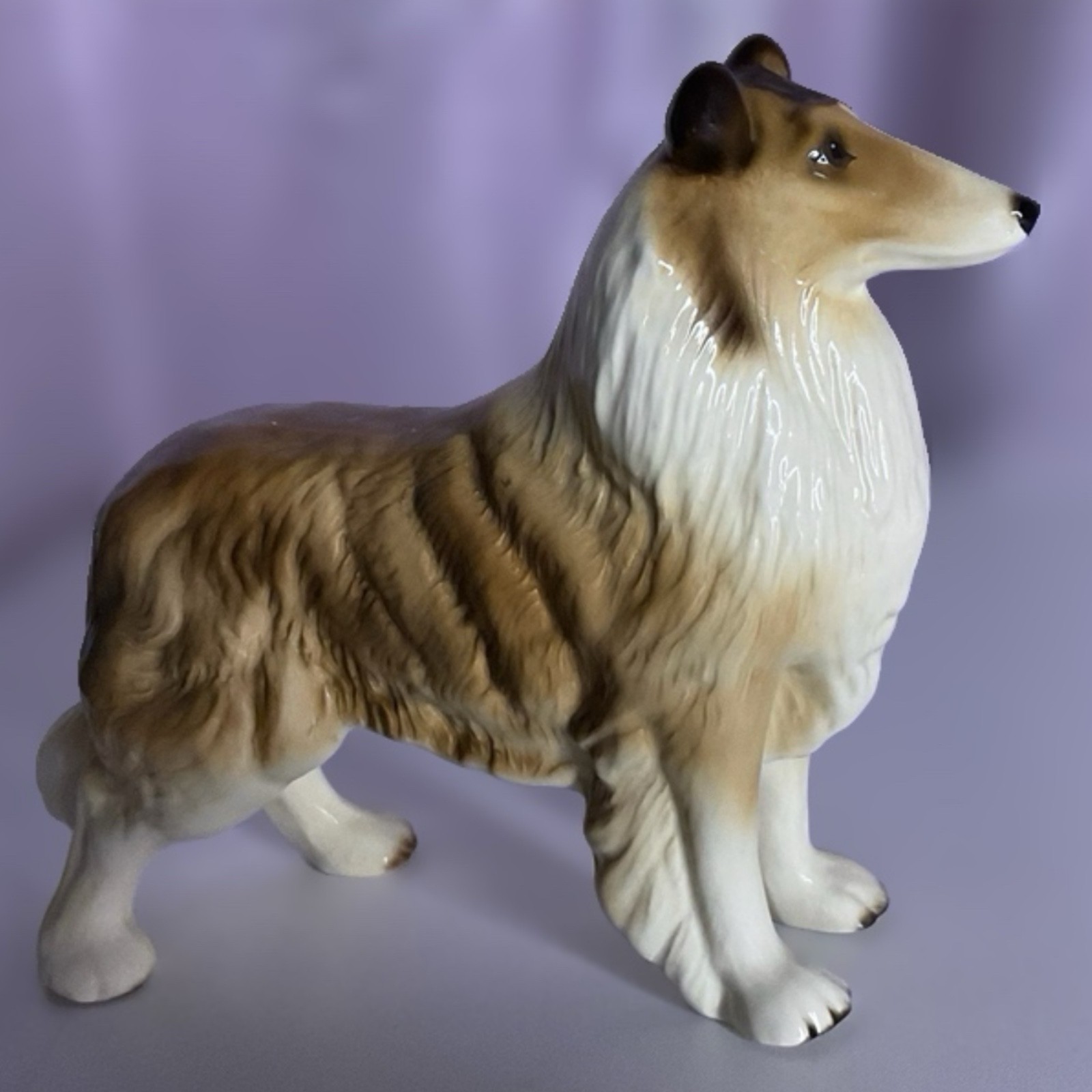 Vintage Coopercraft Rough Collie Figurine Ceramic Glossy Dog  Lassie England
