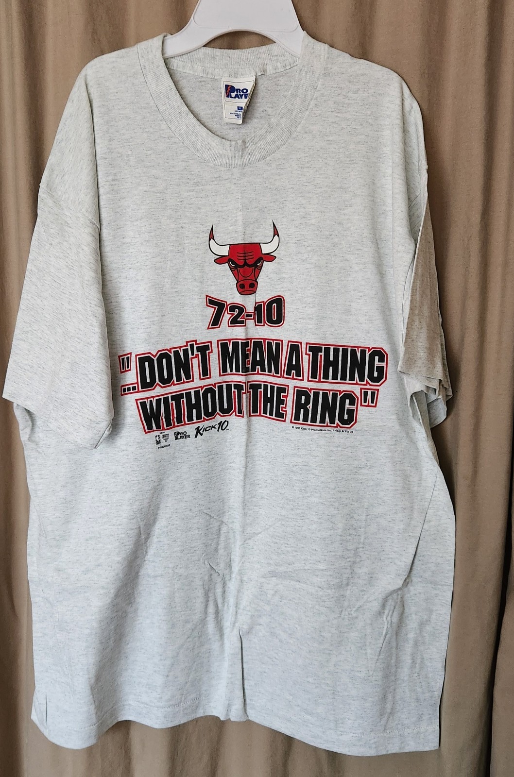 Vtg 1996 Chicago Bulls 72-10 Don\'t Mean a Thing Ring T Shirt XL Pro Player NWOT 