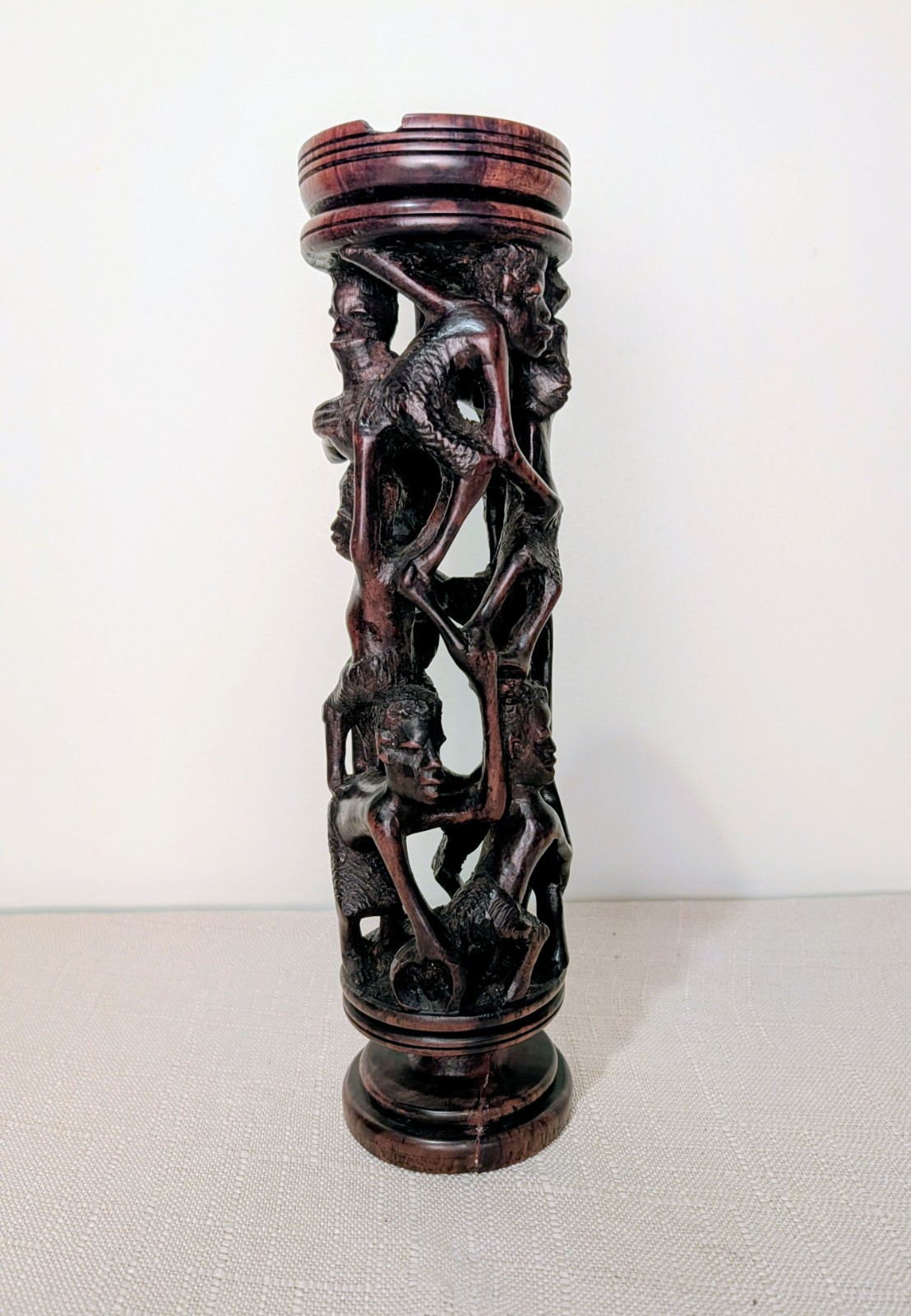 Vintage African Makonde Hand-Carved Tree of Life Ashtray from Tanzania Vintage African Makonde Hand-Carved Tree of Life Ashtray from Tanzania