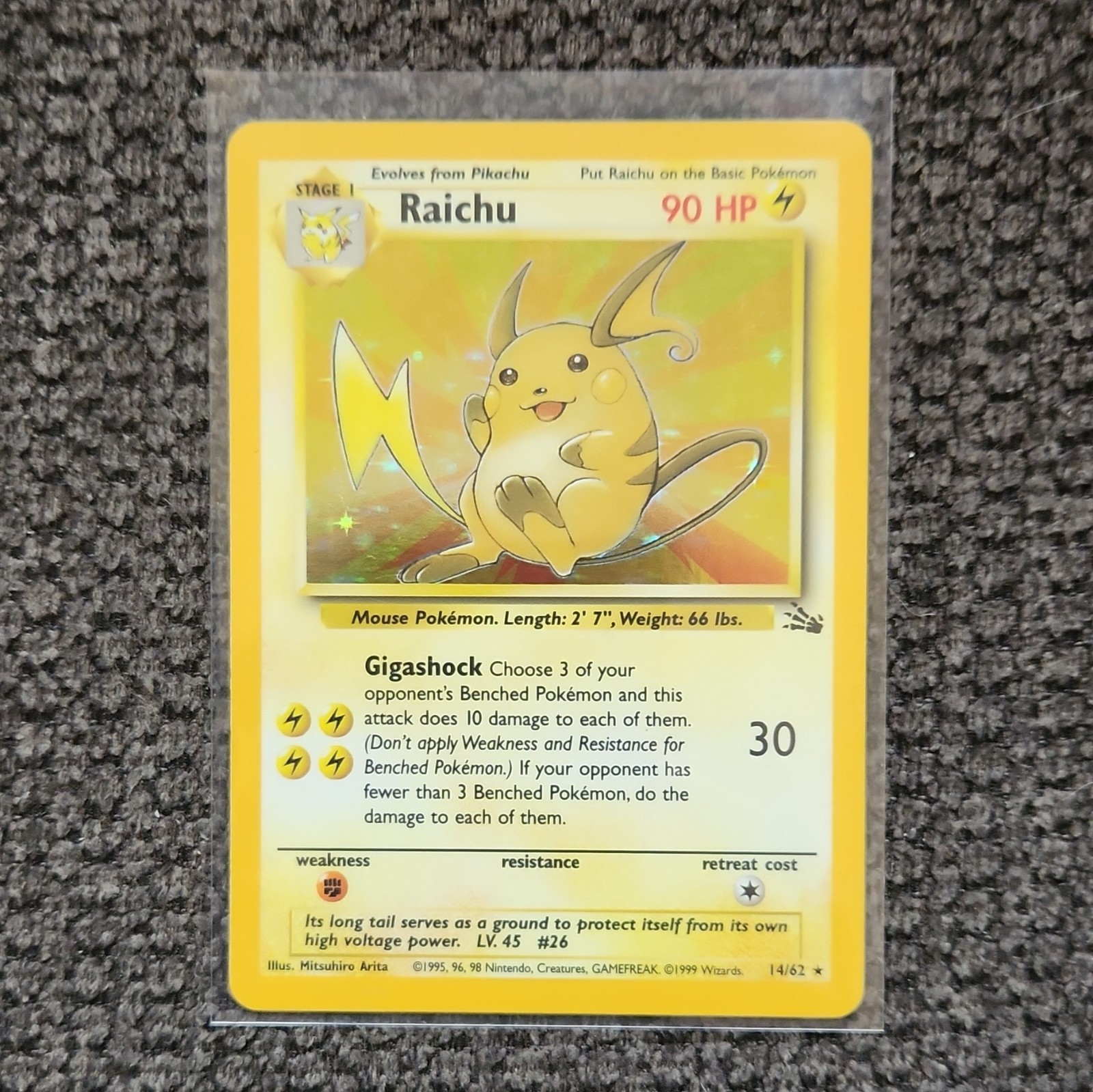 Pokémon TCG Raichu Holo 14/62 Fossil Holo Rare Vintage English Pokémon TCG Raichu Holo 14/62 Fossil Holo Rare Vintage English