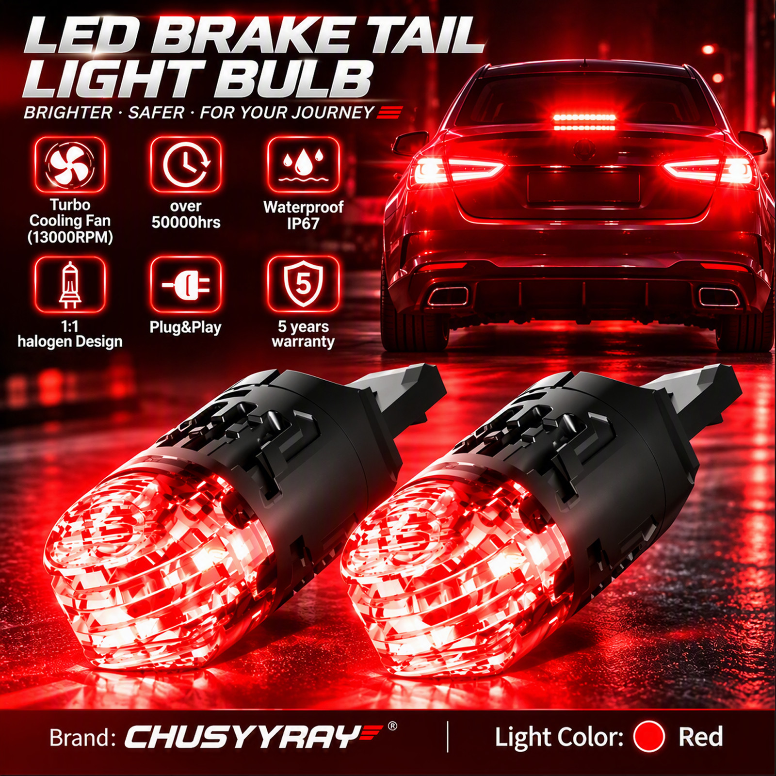 2x 7443 7440 7441 LED Brake Light Bulbs For Honda Civic Coupe 1996-2000