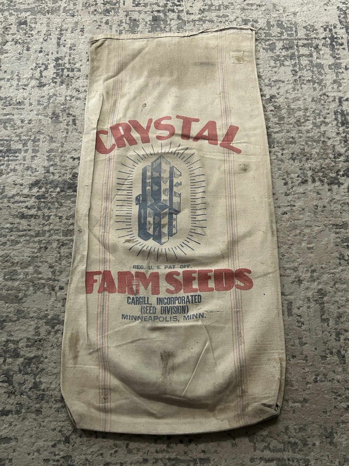 Crystal Farm Seeds Cargill Inc. Minneapolis Minn. Vintage Bemis Seed Sack