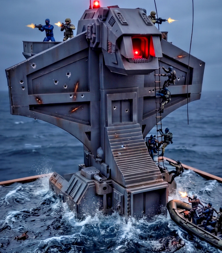 Massive 28mm Scale Cobra Submarine Conning Tower Villain Diorama Terrain 17 inch