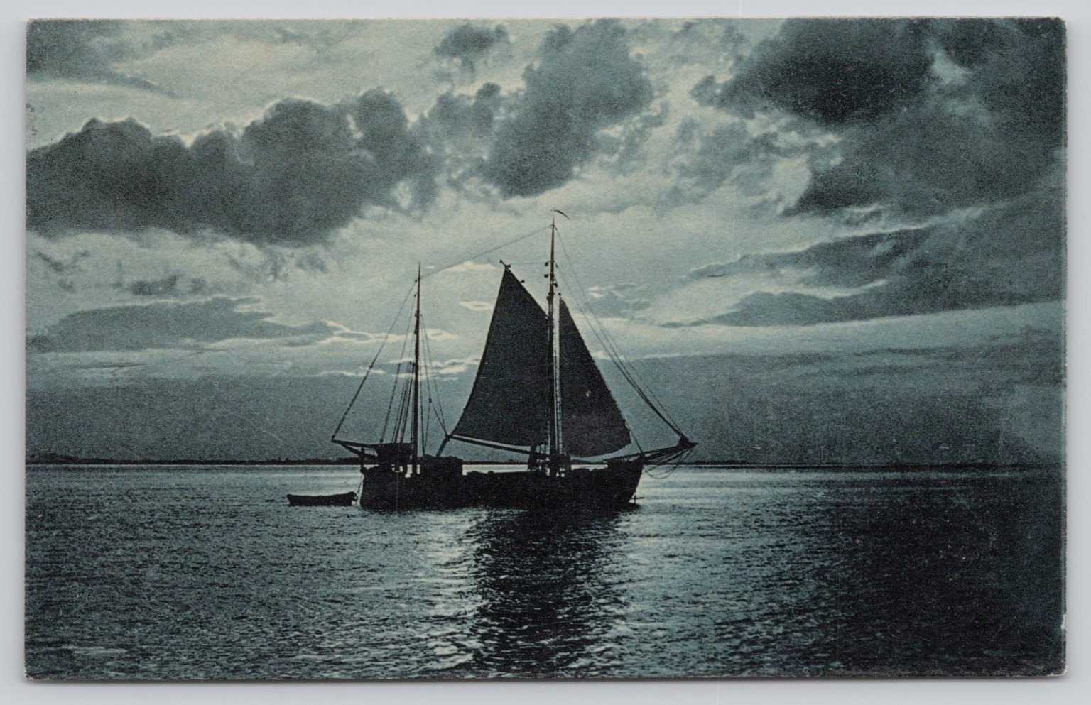 1908 Newport Oregon Sailboat Postcard RPPC Antique Nautical Scene