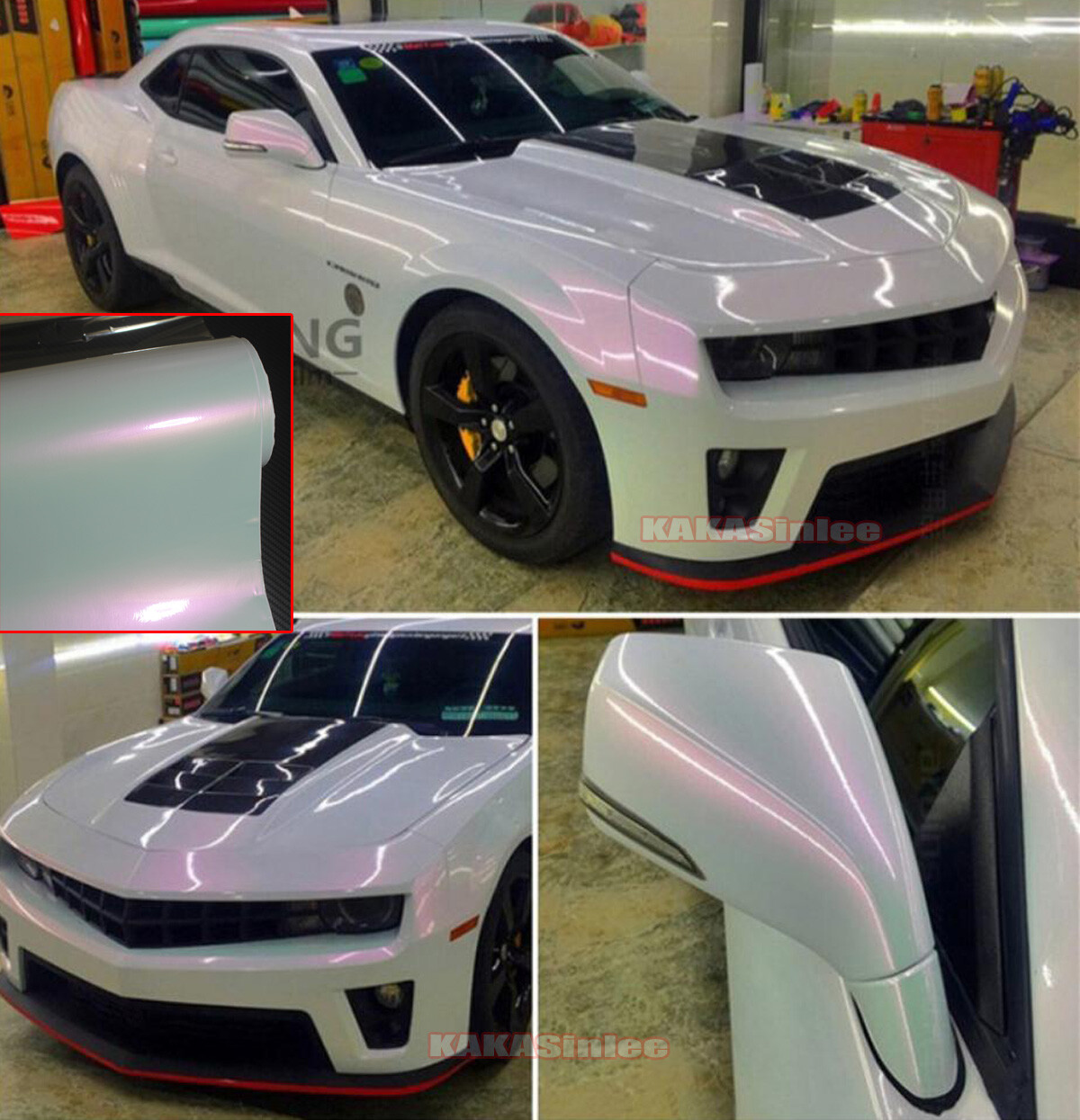 Full Car Wrap Glossy White Pink Pearl Chameleon Vinyl Sticker Film 50FT x 5FT US