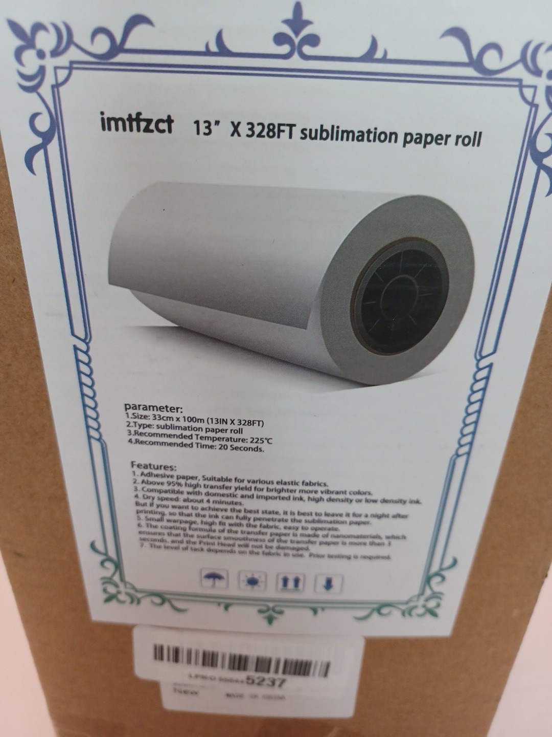 imtfzct 13 in x 328 ft Sublimation Paper Roll Up To 225° NEW IN BOX