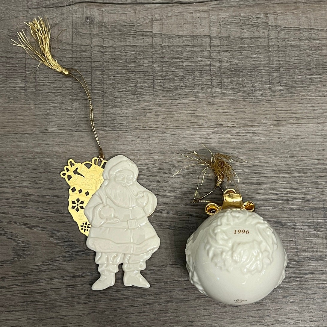 Vtg 90s Lenox Christmas Ornament - Set of 2 Ornaments