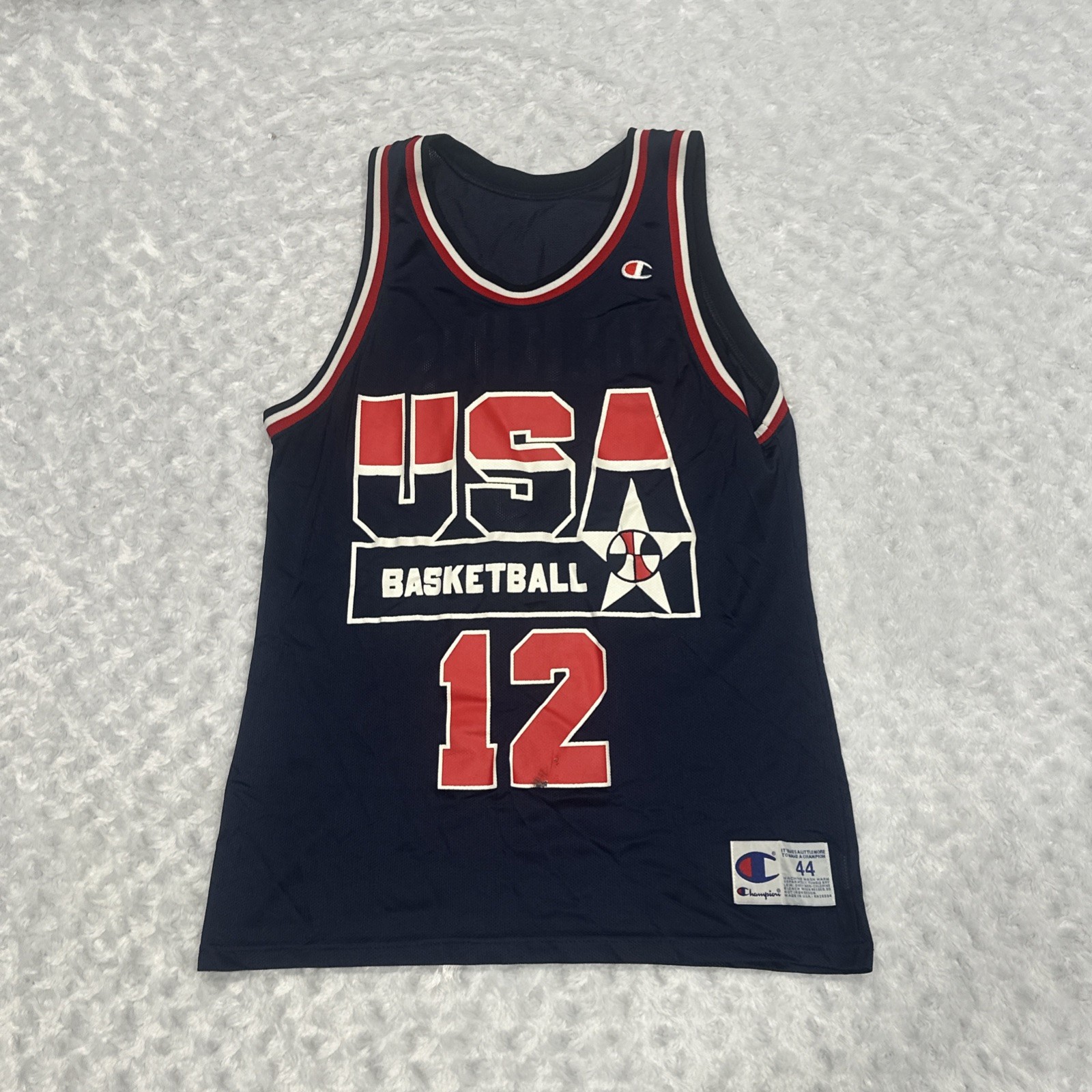 Vintage 90s Champion Dream Team USA Olympic Dominique Wilkins Jersey Size 44