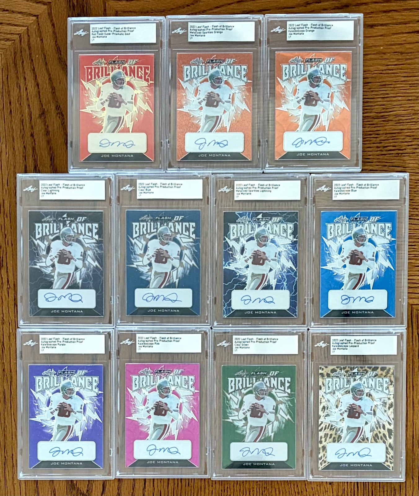 11x 1/1 Joe Montana 2022 Leaf Flash Autographed Pre-Production Proof SP Auto Lot