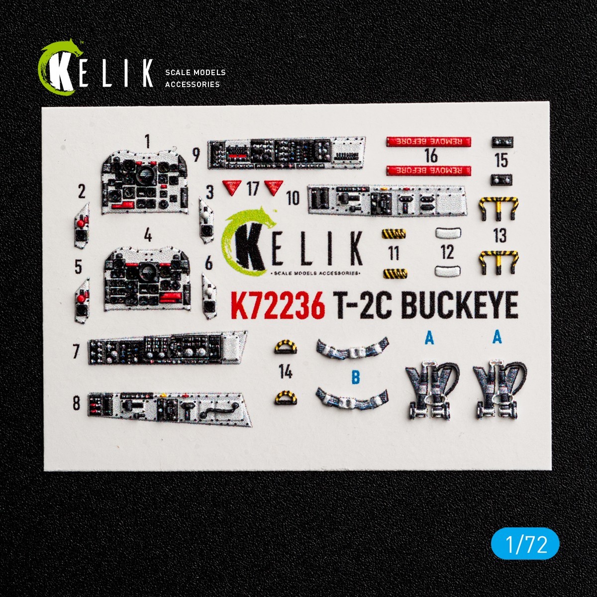 1/72 Kelik K72236 T-2C BUCKEYE - interior 3D decals for Wolfpack kit 1/72 Kelik K72236 T-2C BUCKEYE - interior 3D decals for Wolfpack kit