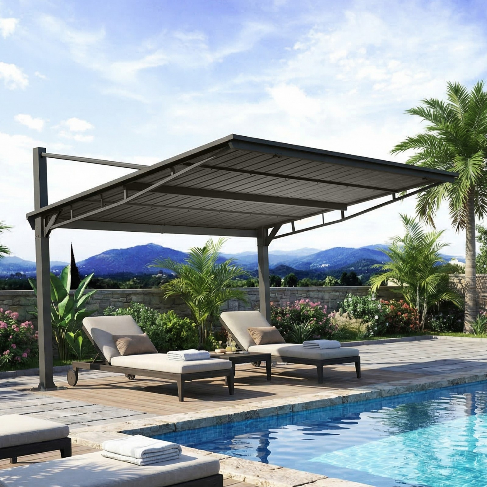 Domi 12'x10'Metal Gazebo,Freestanding Hardtop Canopy for Patio&Poolside,Grey