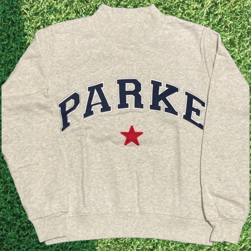 Parke Heather Gray Varsity Star Mock Neck Sweatshirt Size S/M Parke Heather Gray Varsity Star Mock Neck Sweatshirt Size S/M