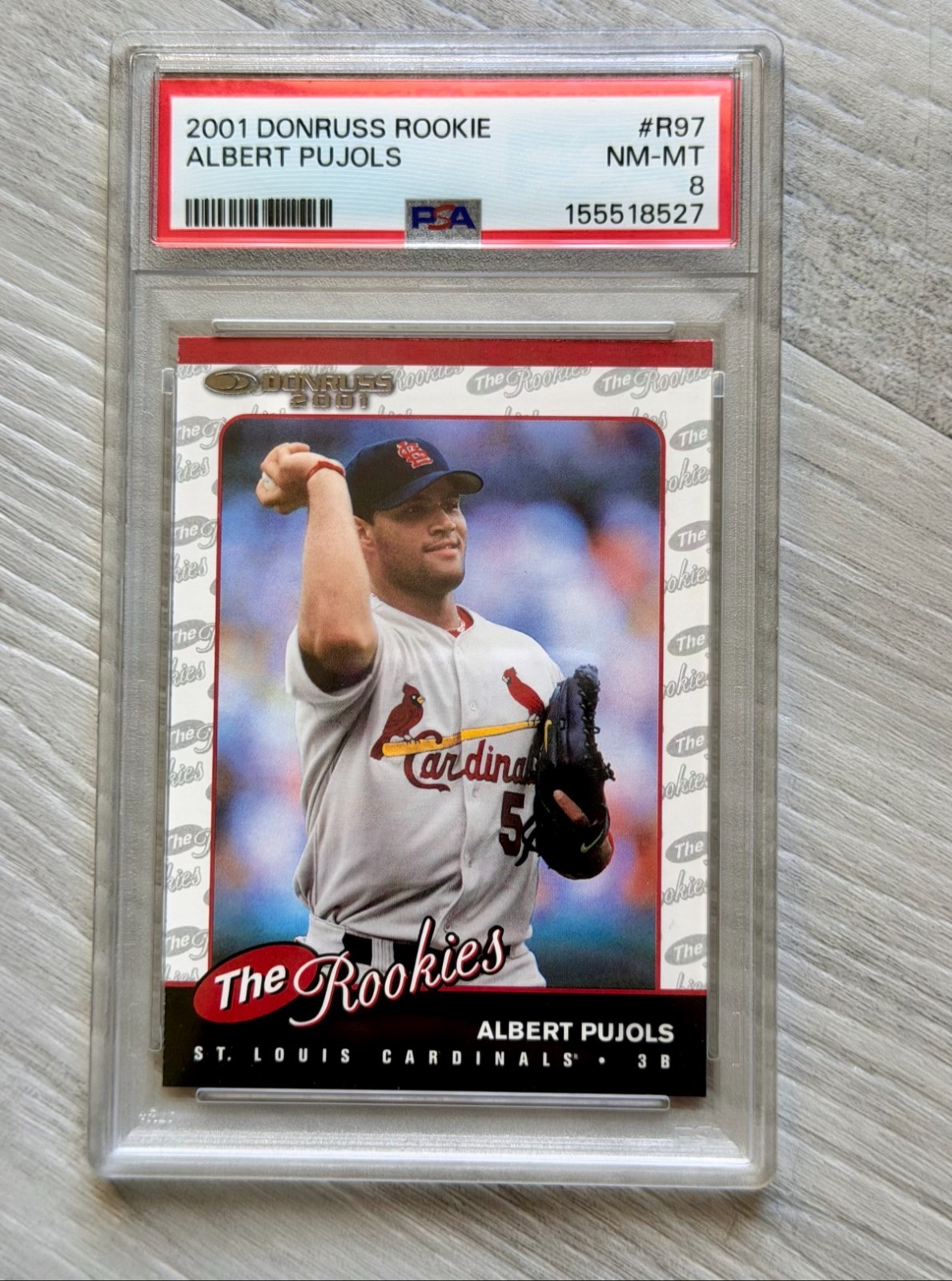 2001 Donruss The Rookies #R97 Albert Pujols PSA 8 NM-MT