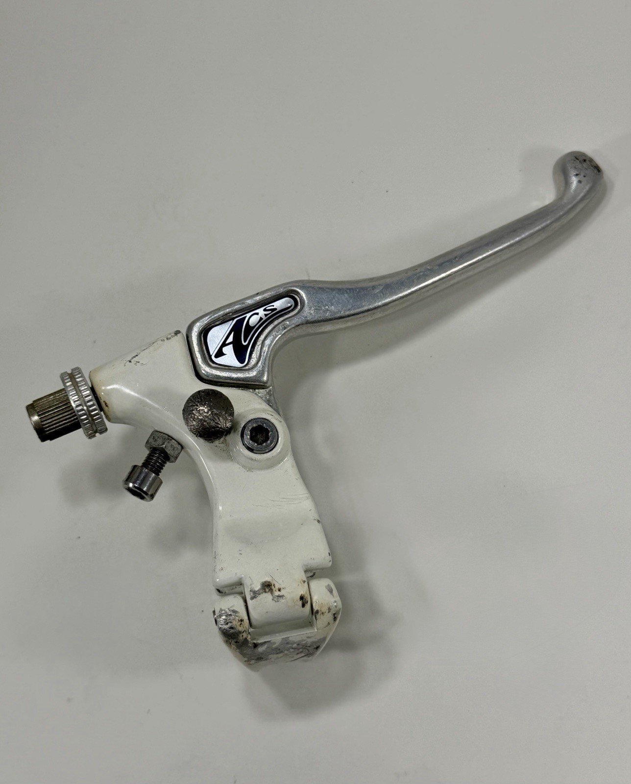Vintage ACS Tangent White Silver Locking Brake Lever Right 1980s Old School BMX