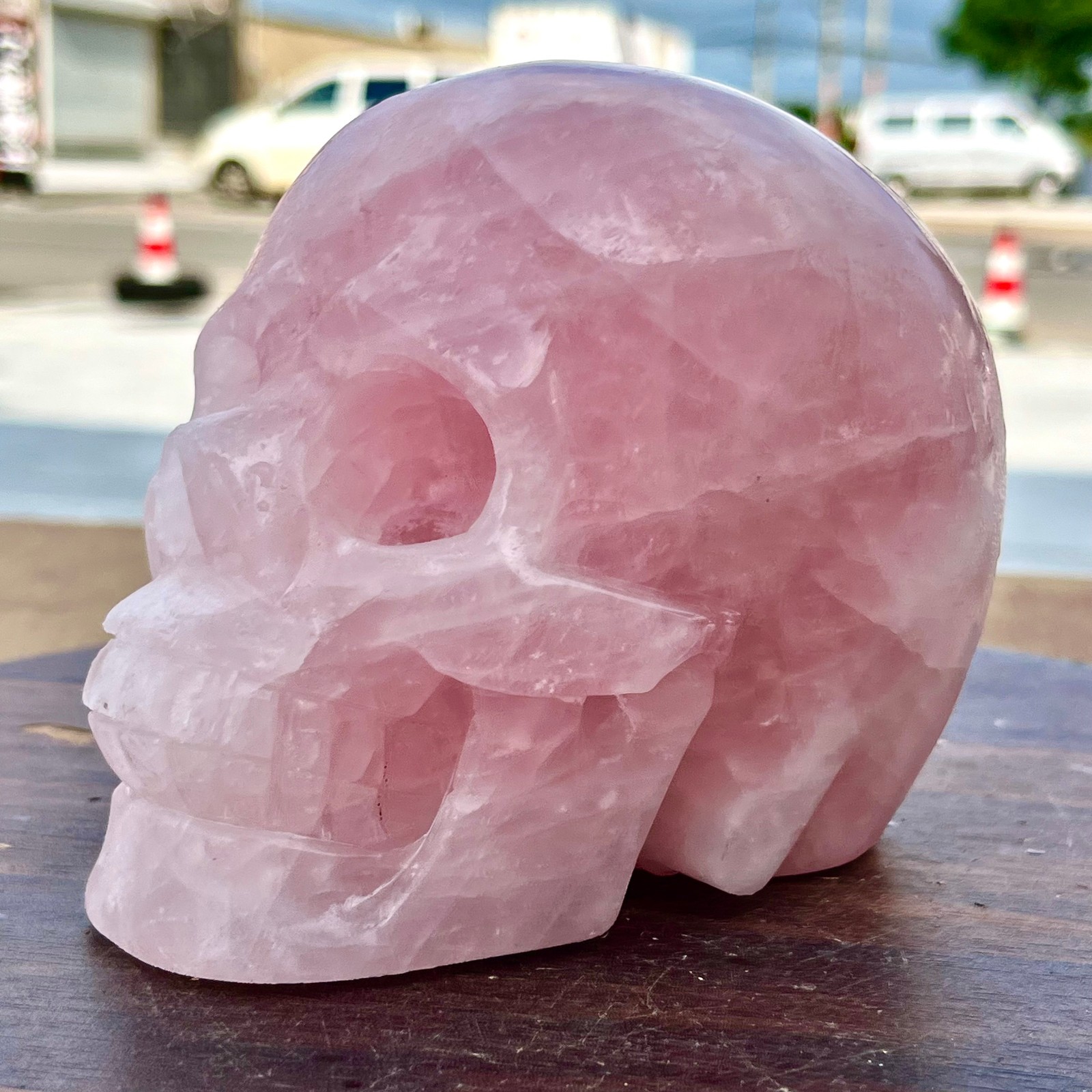 4.27LB Natural Madagascar Pink Crystal Handmade Spiritual Skull