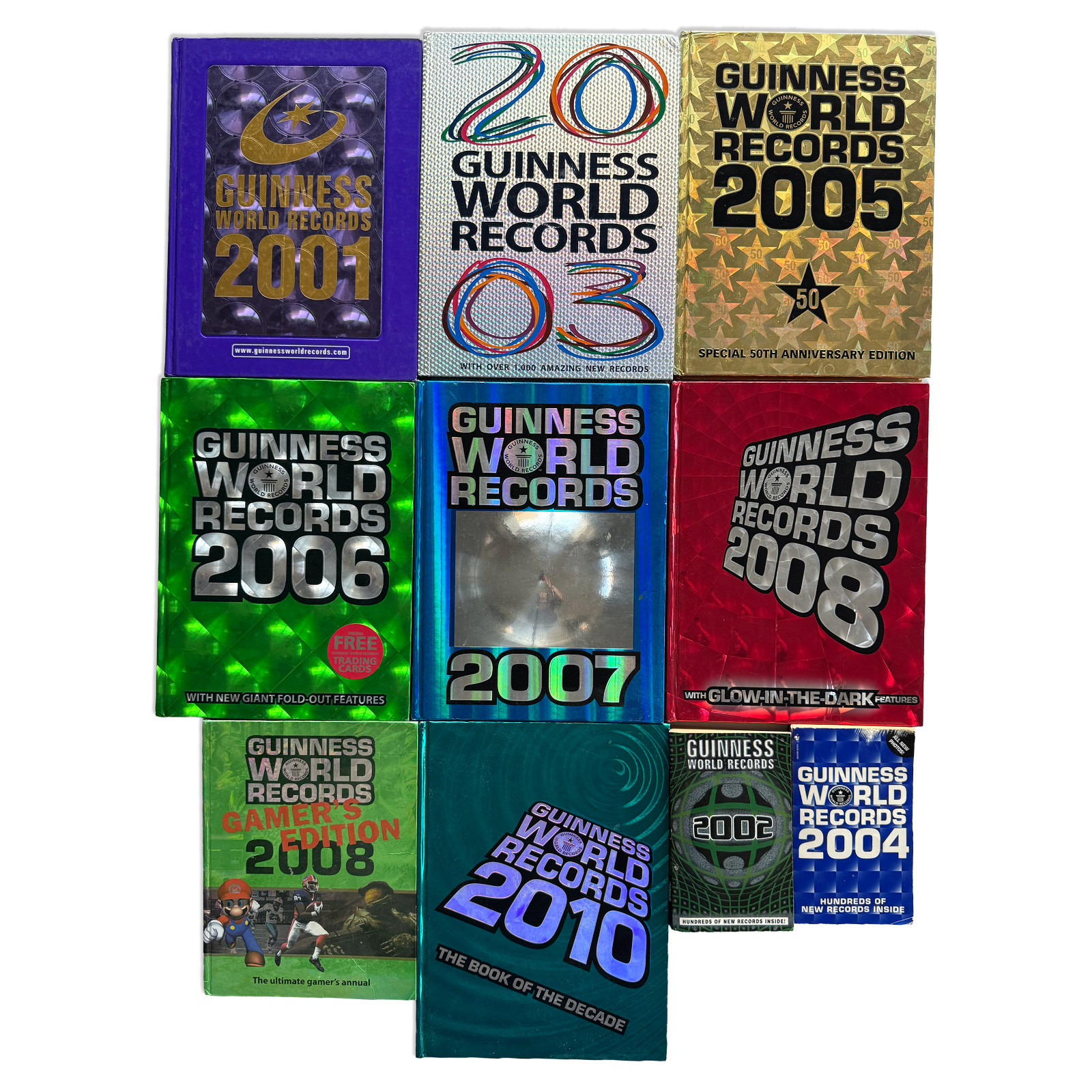 Guinness World Records Books Set Lot 2001 - 2010 Hardcover Softcover Bundle
