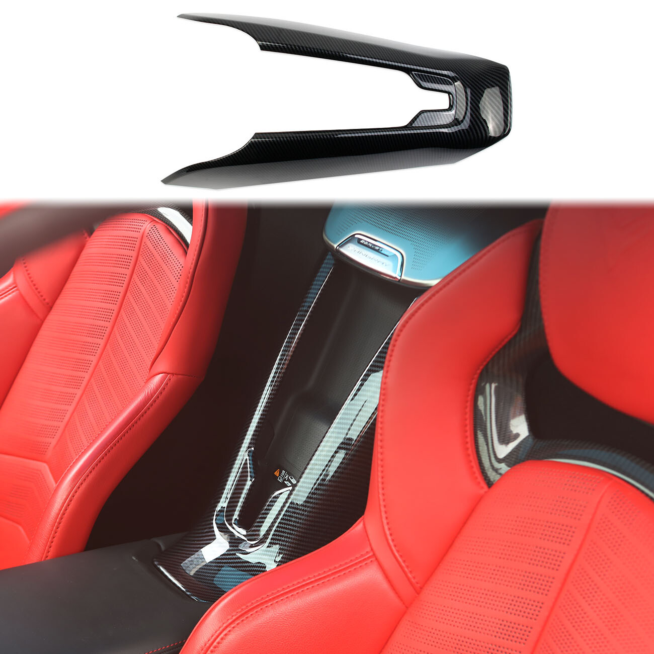 Carbon Style Console Waterfall Wireless Phone Charger Cover Trim For Corvette C8