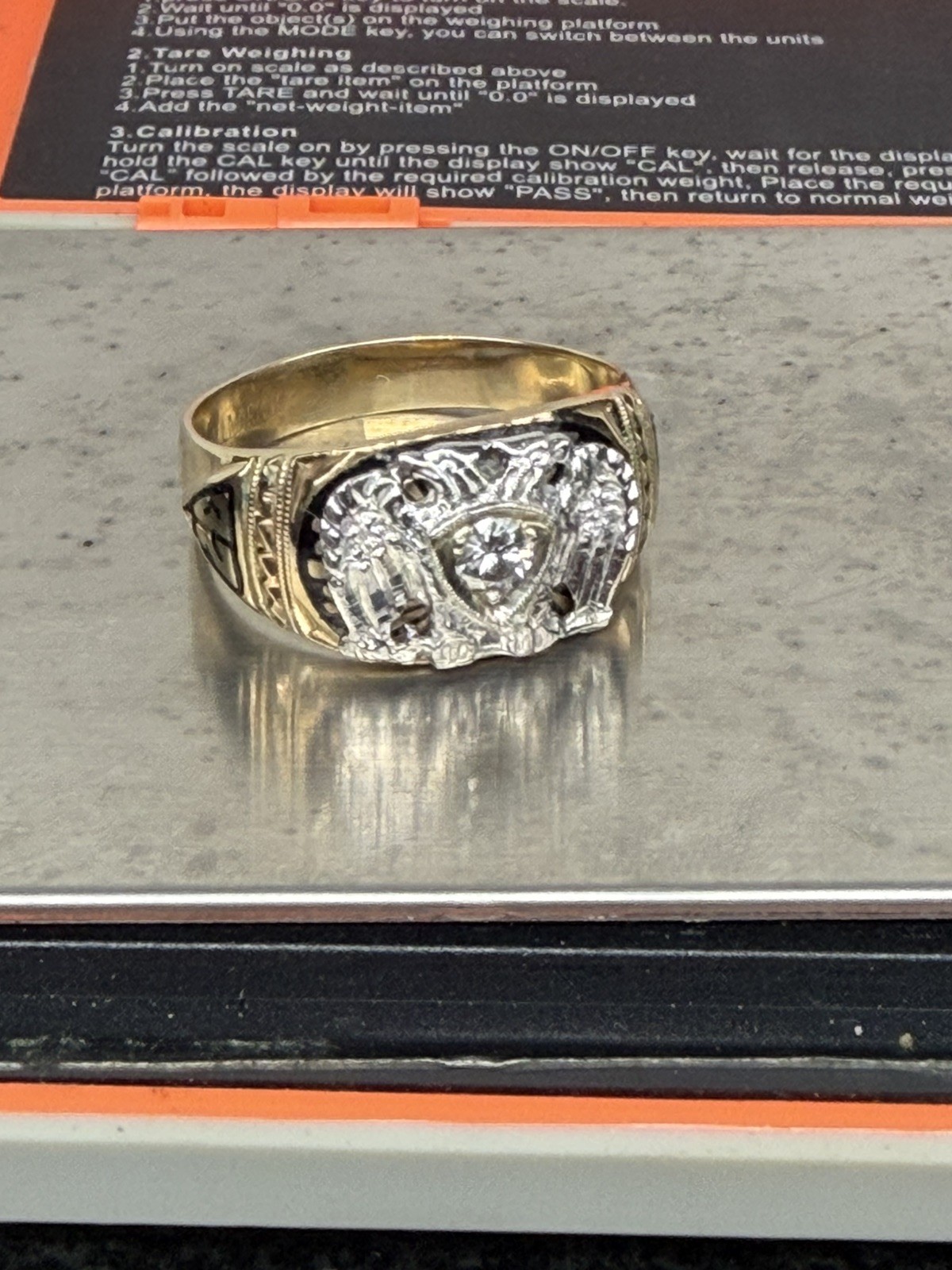Vintage 14K Gold Men\'s 32nd Degree Masonic Scottish Rite Diamond Ring 10.4g Vintage 14K Gold Men\'s 32nd Degree Masonic Scottish Rite Diamond Ring 10.4g