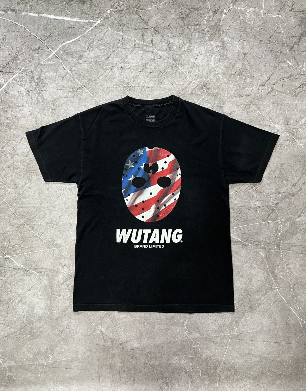 Wu-Tang Clan T-Shirt Ghost Jason Mask  USA Flag Logo Black Men\'s Size L Wu Wear