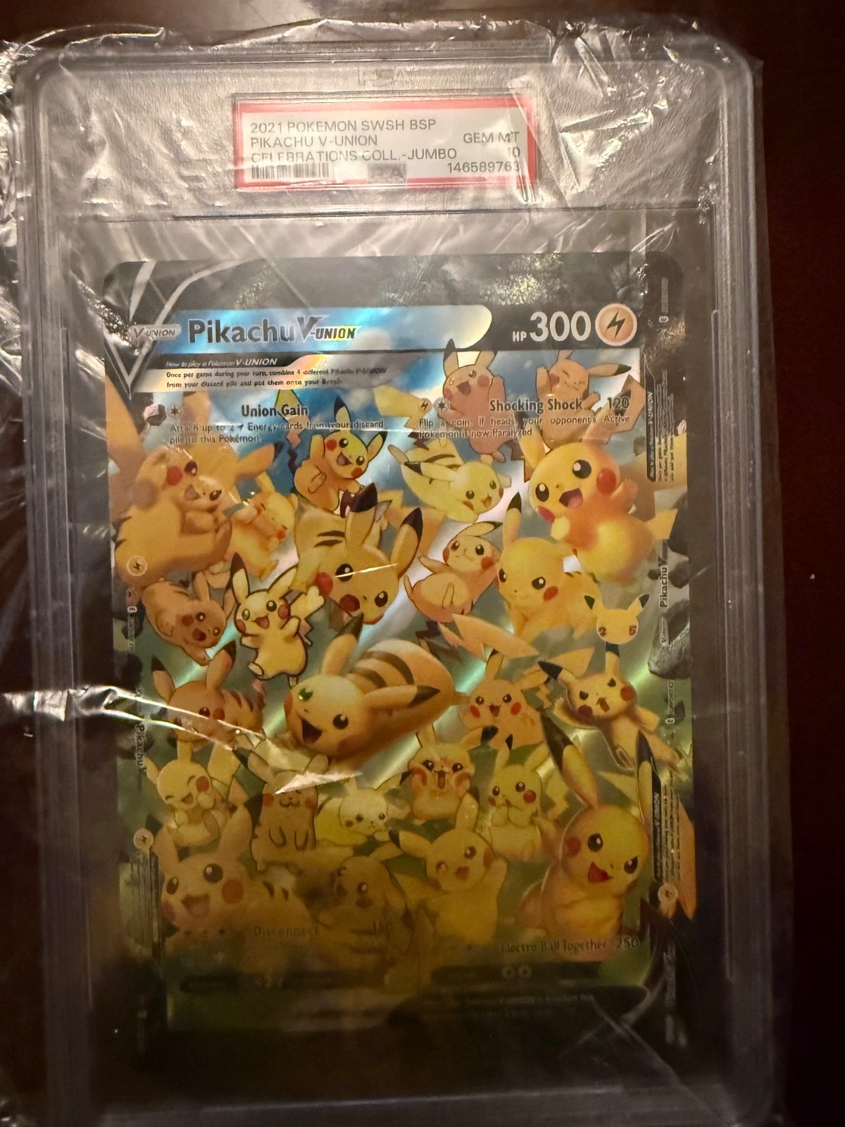 2021 Pokemon Swsh Black Star Promo Jumbo Pikachu V-Union PSA10