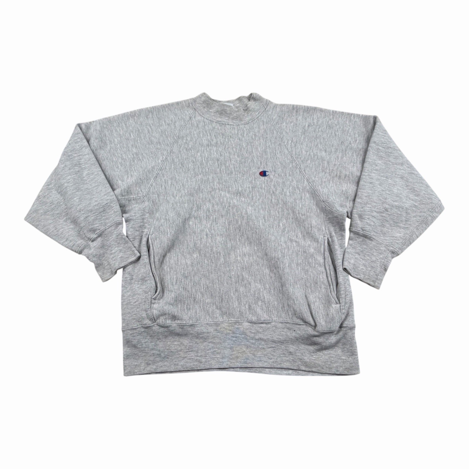 Vintage 90s Champion Reverse Weave Crewneck Sweatshirt Size Medium Gray Pockets