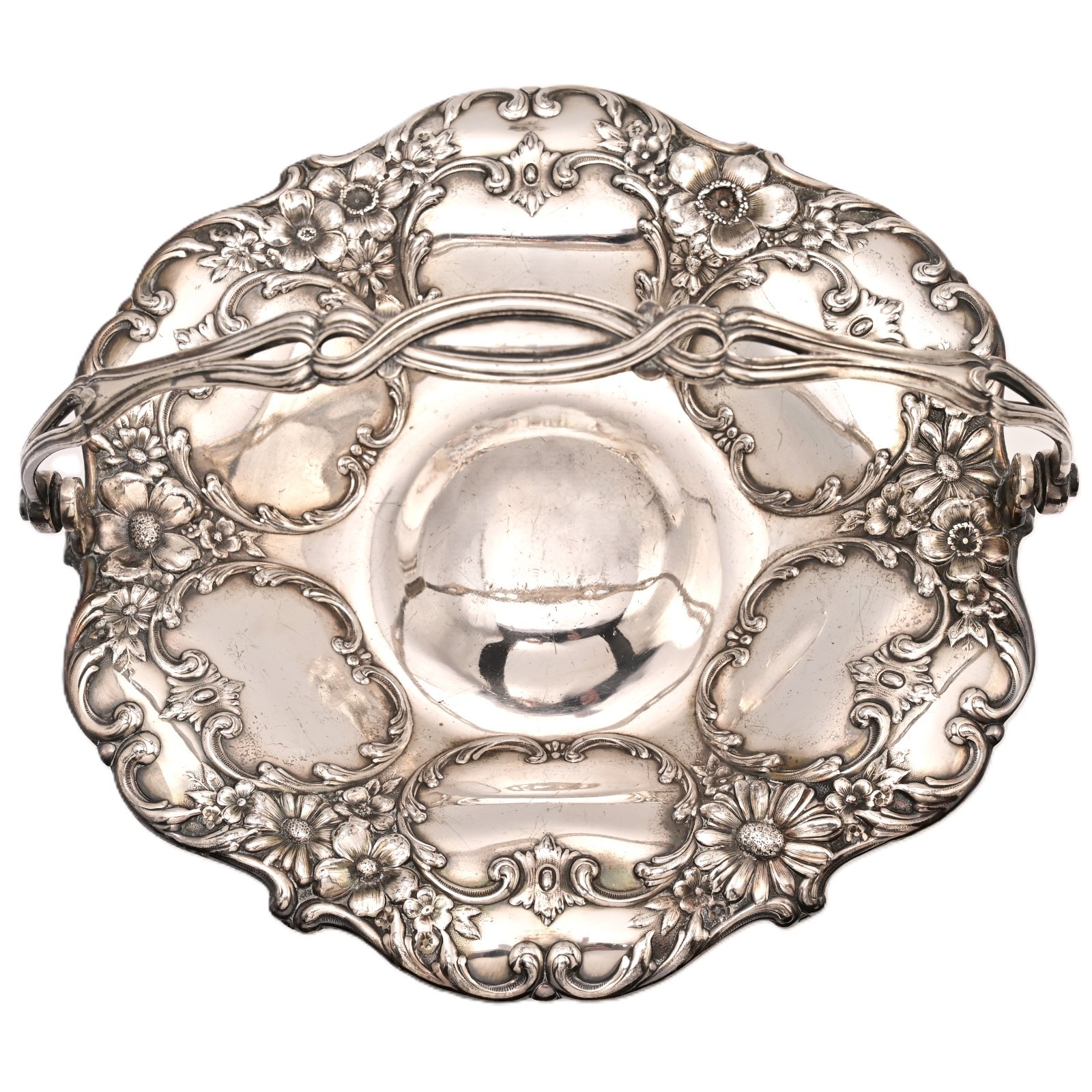 HOMAN Baroque Original Vintage Signed Silverplate Centerpiece Repousse Bowl