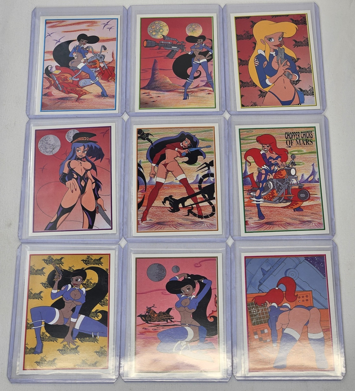 CHOPPER CHICKS of Mars 1997 COMPLETE Promo Card Set 1 - 9 Studio E CHOPPER CHICKS of Mars 1997 COMPLETE Promo Card Set 1 - 9 Studio E