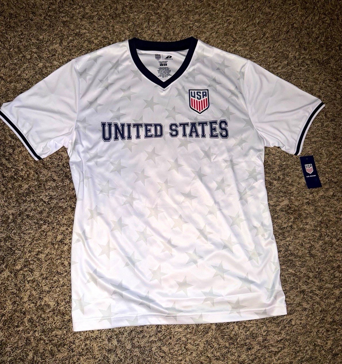 Icon Sports USA United States Soccer Jersey Men\'s Size L White Stars NWT