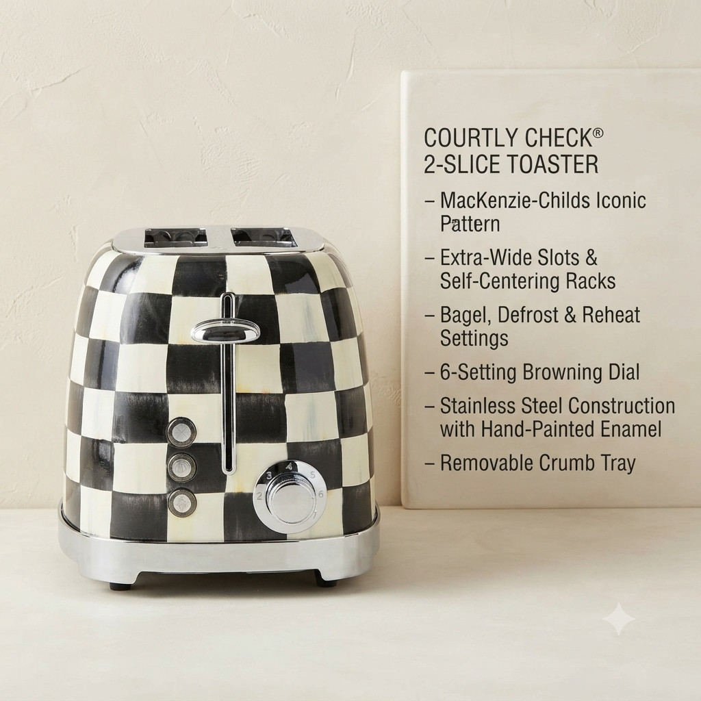 MacKenzie-Childs Courtly Check 2-Slice Toaster Hand Painted