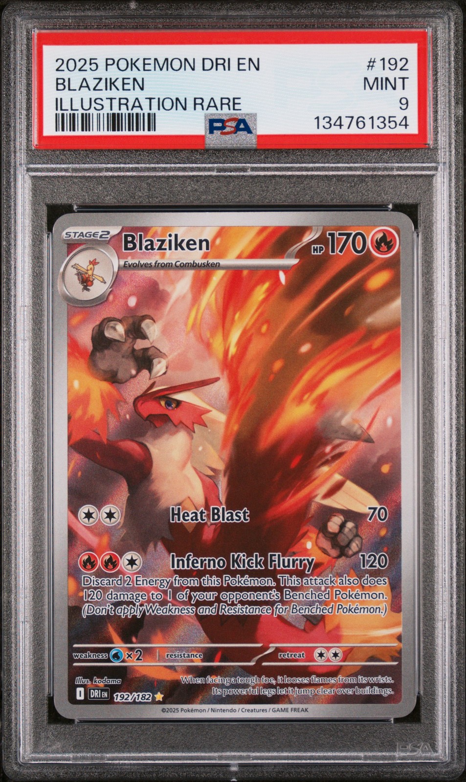 Blaziken 2025 Pokemon Dri En-Destined Rivals #192/182 Illustration Rare PSA 9 A Blaziken 2025 Pokemon Dri En-Destined Rivals #192/182 Illustration Rare PSA 9 A