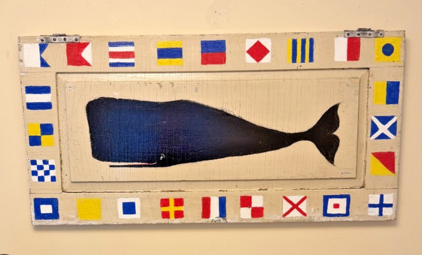 FOLK ART Whale painting Maritime nautical Coastal Decor Artist J Onion Nantucket