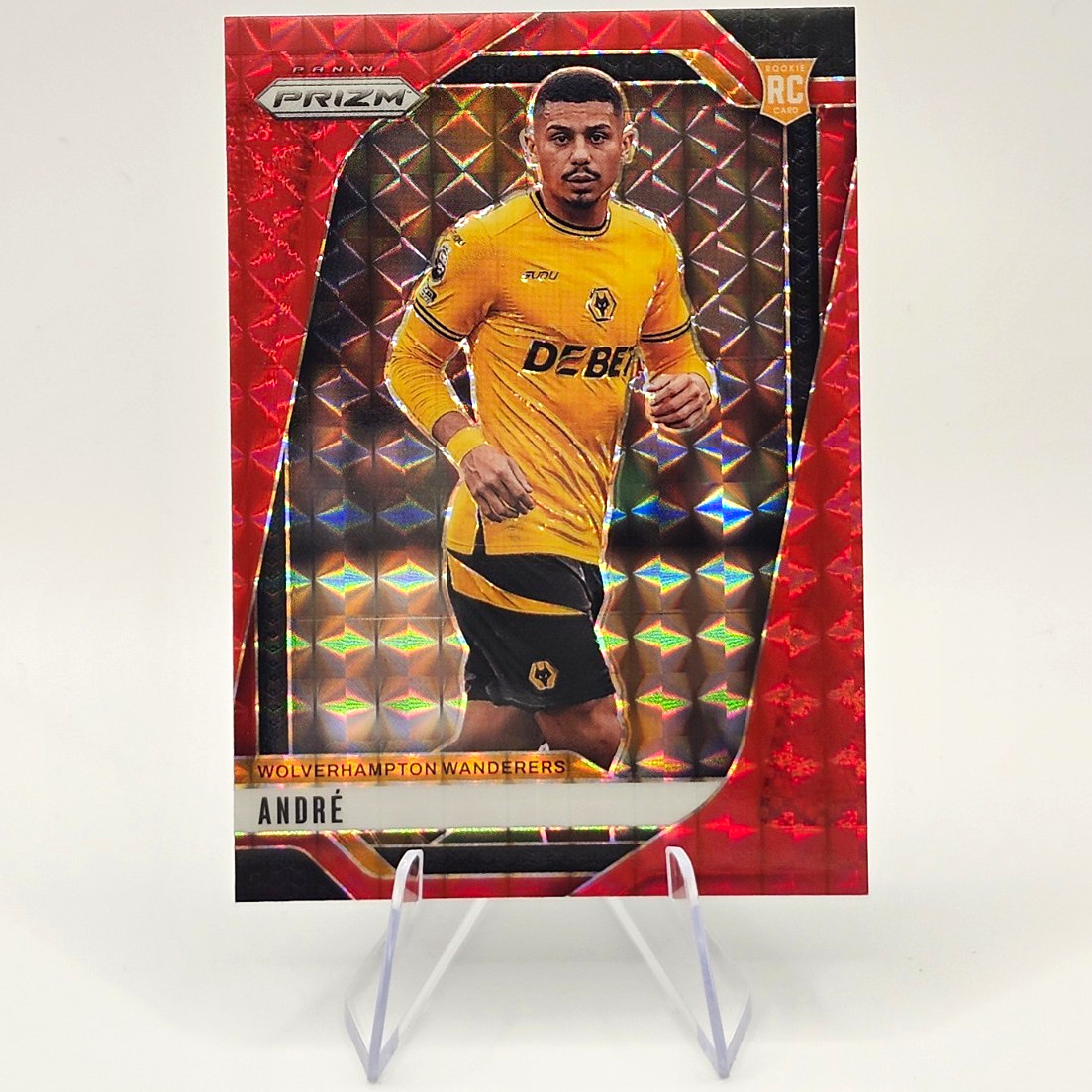 Panini 2024-25 Prizm Premier League Andre Red Mosaic Prizm #217 RC Wolves Panini 2024-25 Prizm Premier League Andre Red Mosaic Prizm #217 RC Wolves