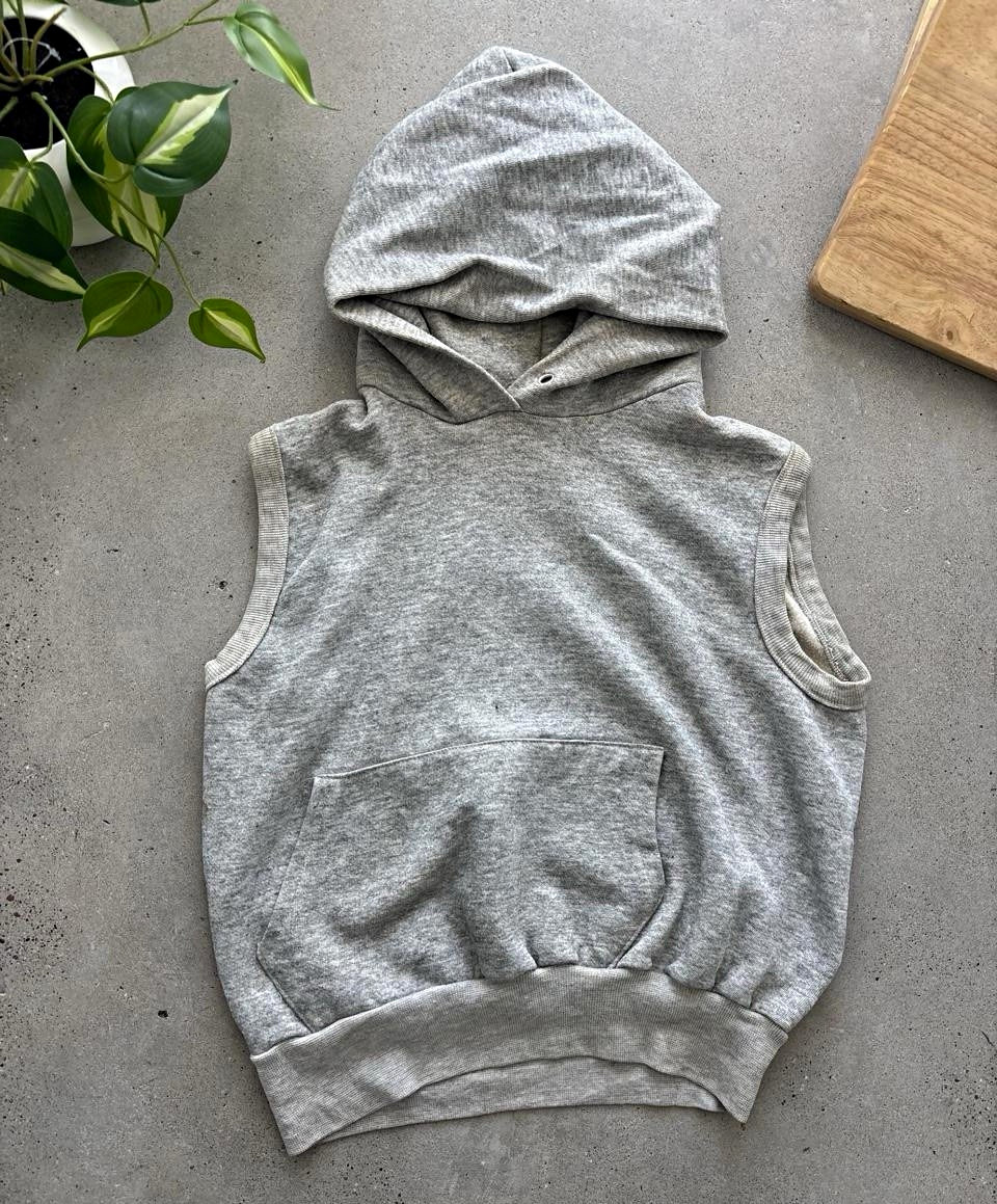 Vintage 1960s Gray Sleeveless Hoodie Hooded Sweatshirt Original Vintage 1960s Gray Sleeveless Hoodie Hooded Sweatshirt Original