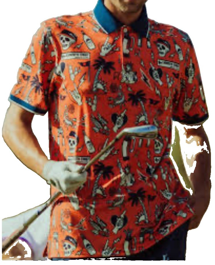 DEVEREUX + MICHELOBE Ultra Golf Polo-Halloween Orange-Skull Graphics-Sz S-NWT DEVEREUX + MICHELOBE Ultra Golf Polo-Halloween Orange-Skull Graphics-Sz S-NWT
