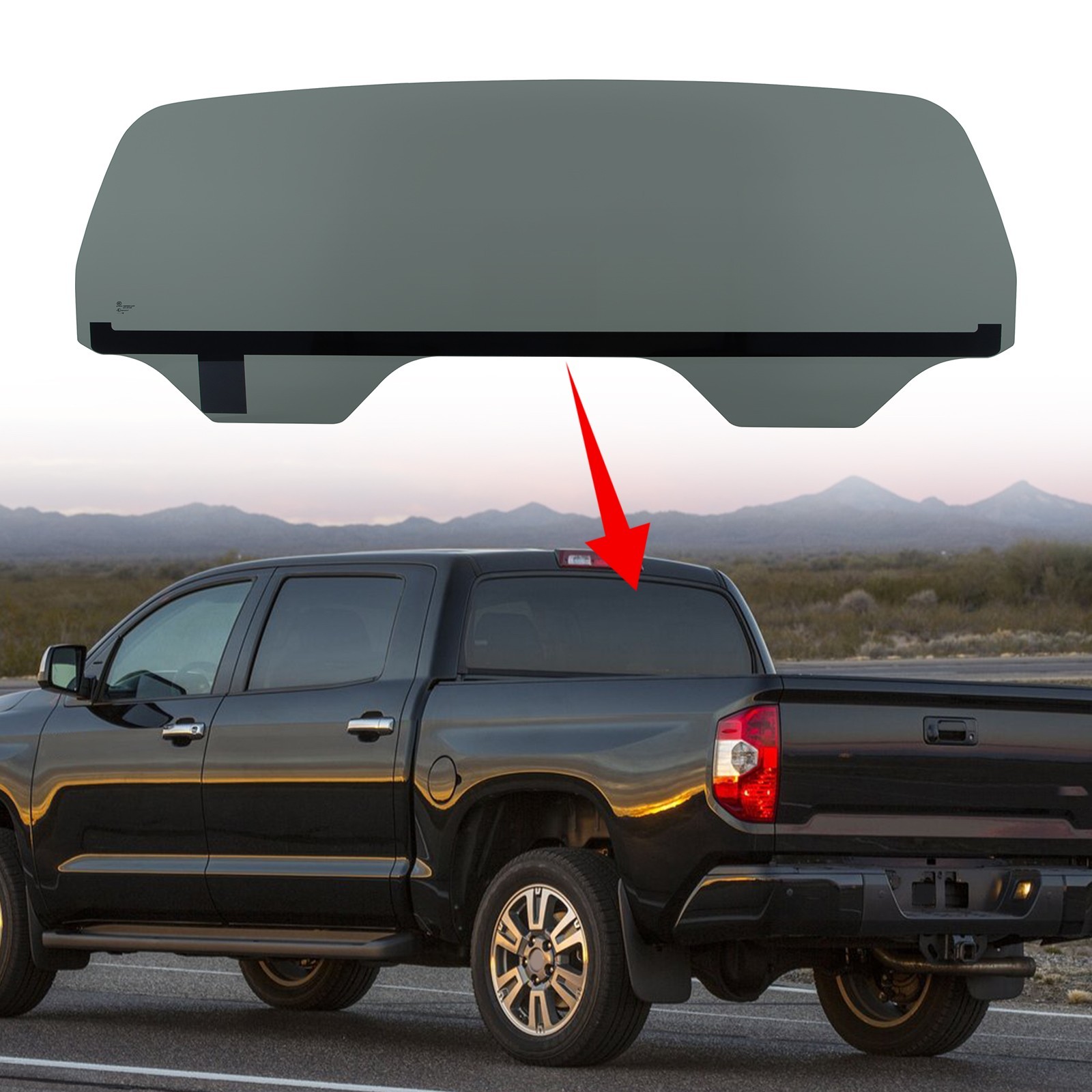 Rear Back Window Glass For 2007-21 Toyota Tundra Crew Cab