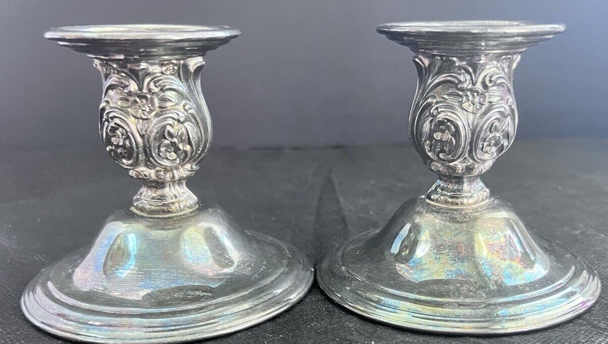 Vintage Pair Wm Rogers 815 Candle Holders Ornate Victorian Set (558) Vintage Pair Wm Rogers 815 Candle Holders Ornate Victorian Set (558)
