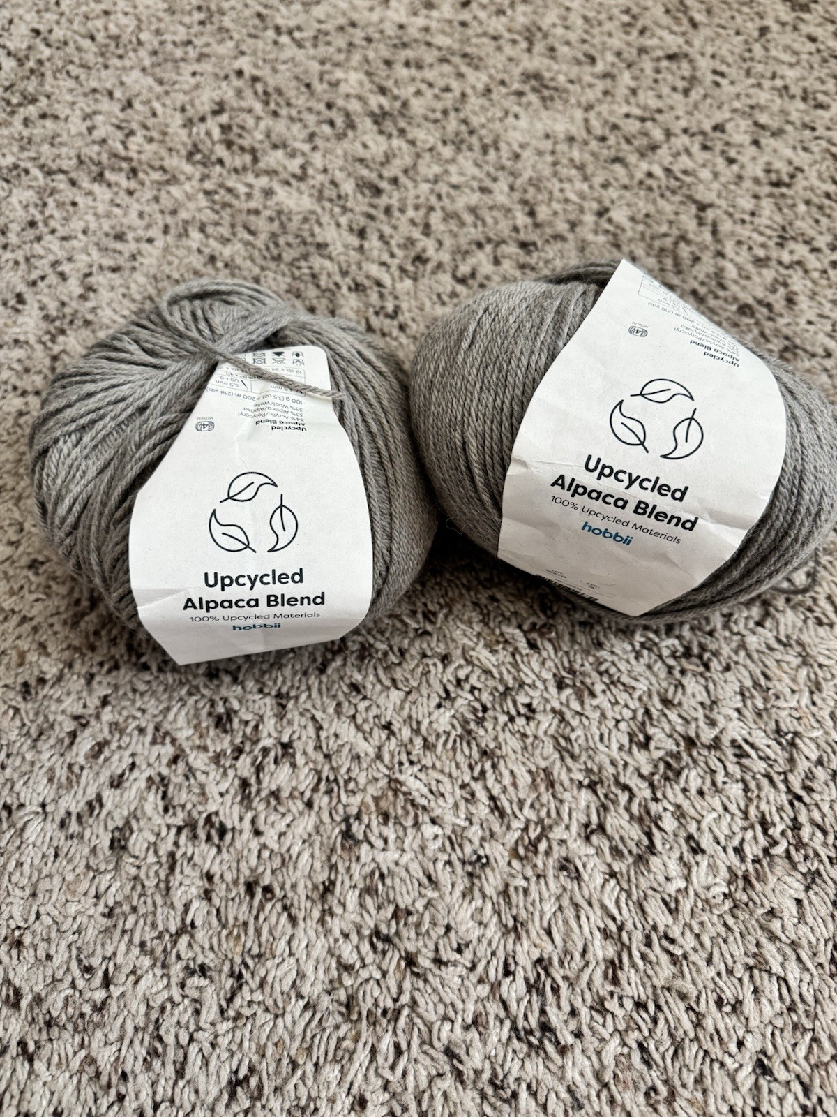 Hobbii Upcycled Alpaca Blend Gray Color #16 New And Partially Used