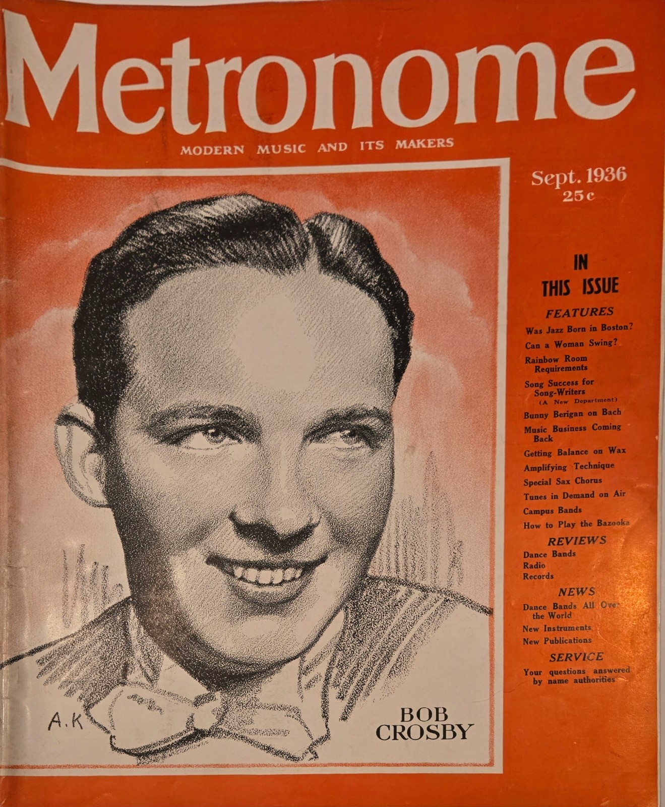 Vintage Metronome Magazine September 1936 Bob Crosby