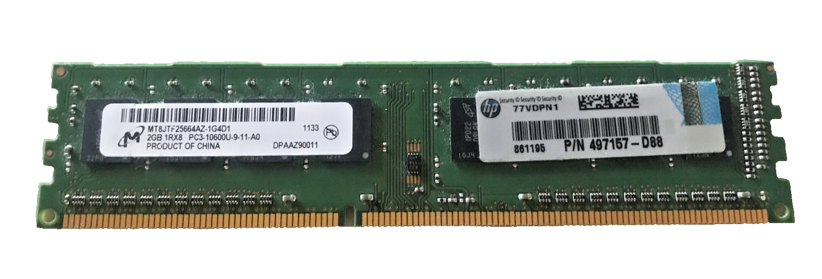 Micron 2GB DDR3 1Rx8 PC3-10600U Desktop RAM Memory (MT8JTF25664AZ-1G4D1)