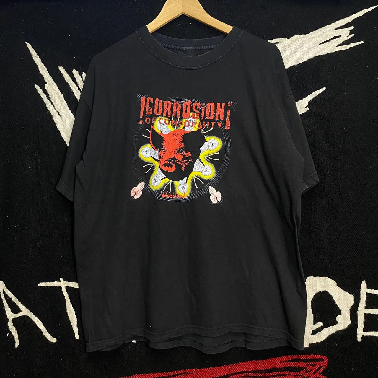 Vtg Corrosion of Conformity Band Wiseblood Cotton Black T Shirt For Men AG394