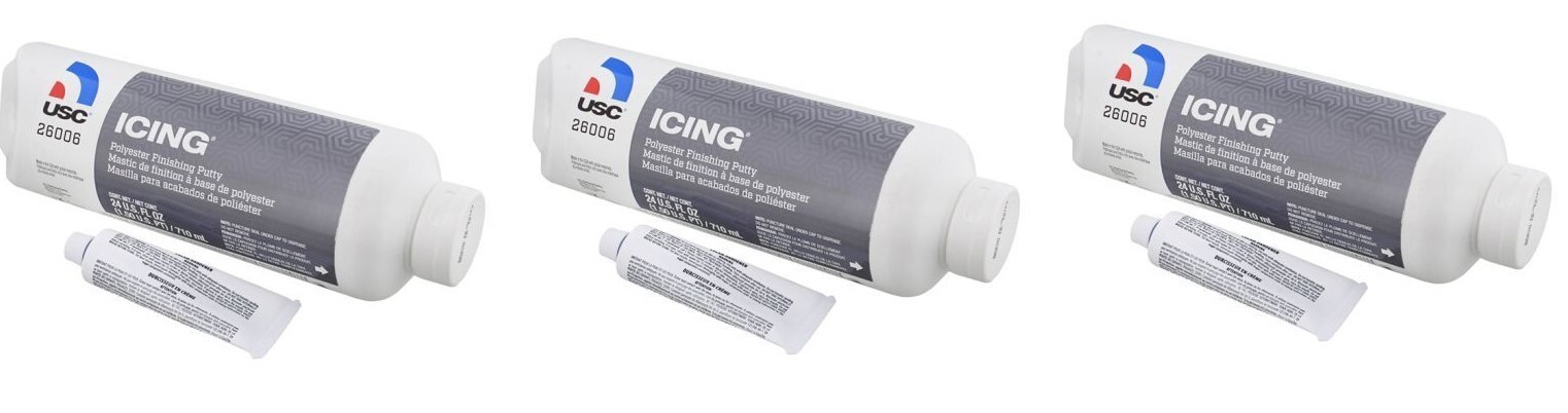USC 26006 Icing Glazing & Finishing Filler Putty, 24 oz tube (3 Pack)