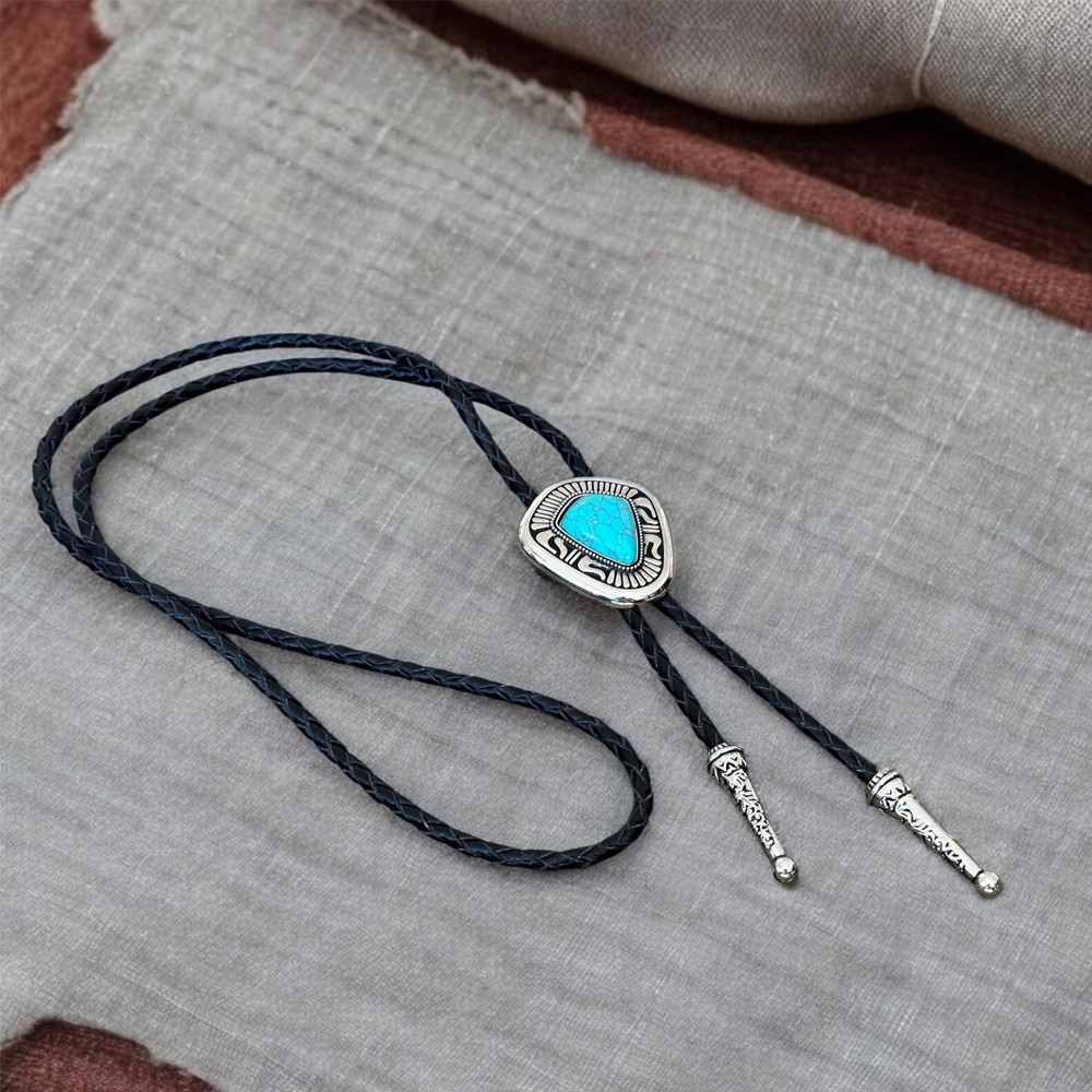 Totem Turquoise Mens Bolo Tie Bridegroom Wedding Necklace Western Cowboy Necktie