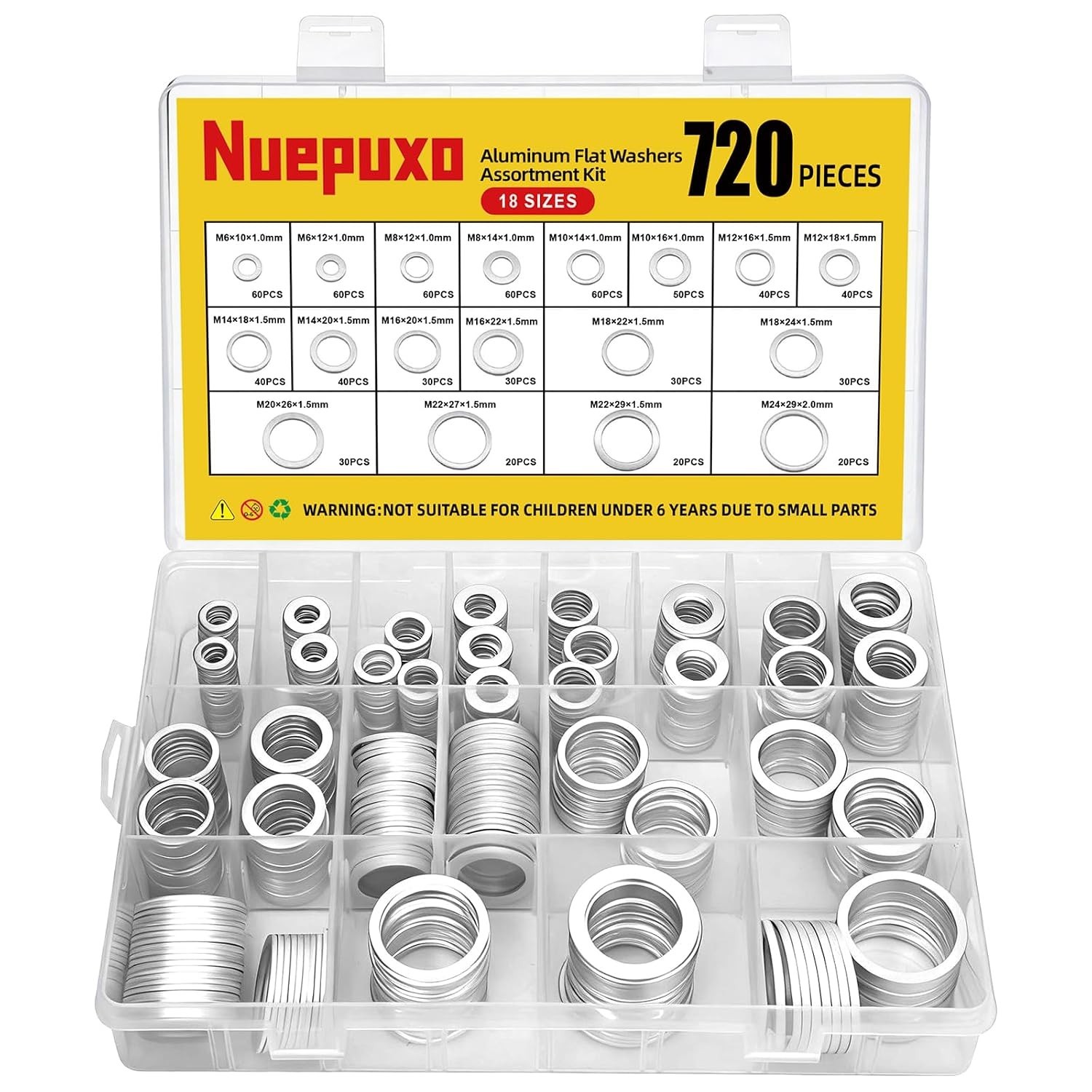 720PCS Crush Washer Oil Drain Plug,18 Sizes Aluminum Oil Drain Plug Gasket Assor 720PCS Crush Washer Oil Drain Plug,18 Sizes Aluminum Oil Drain Plug Gasket Assor