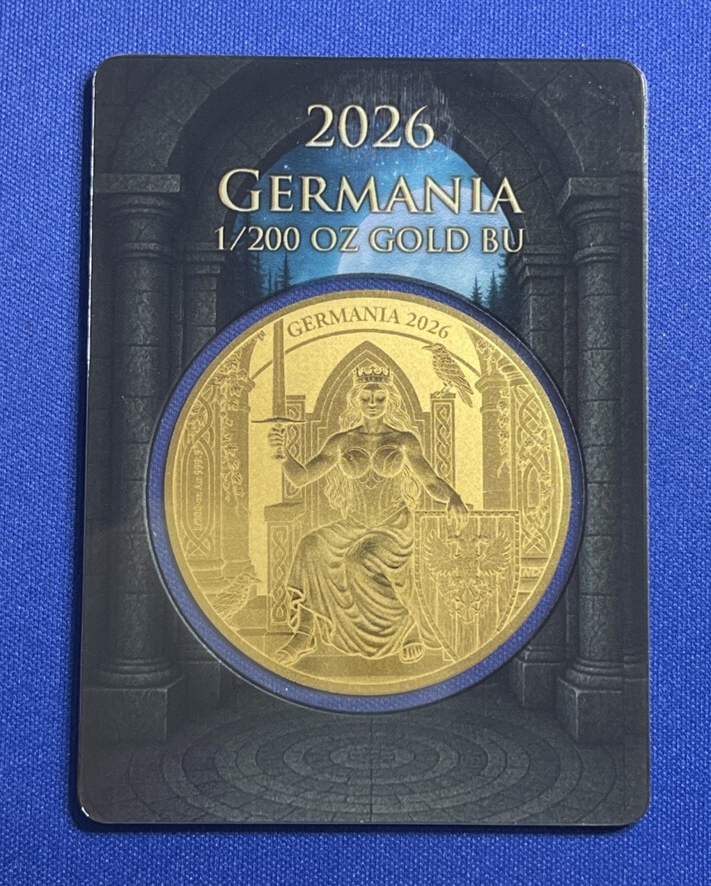 2026 Germania 5 Mark 1/200 oz .9999 Gold BU 45mm Coin Limited Mintage 5,000