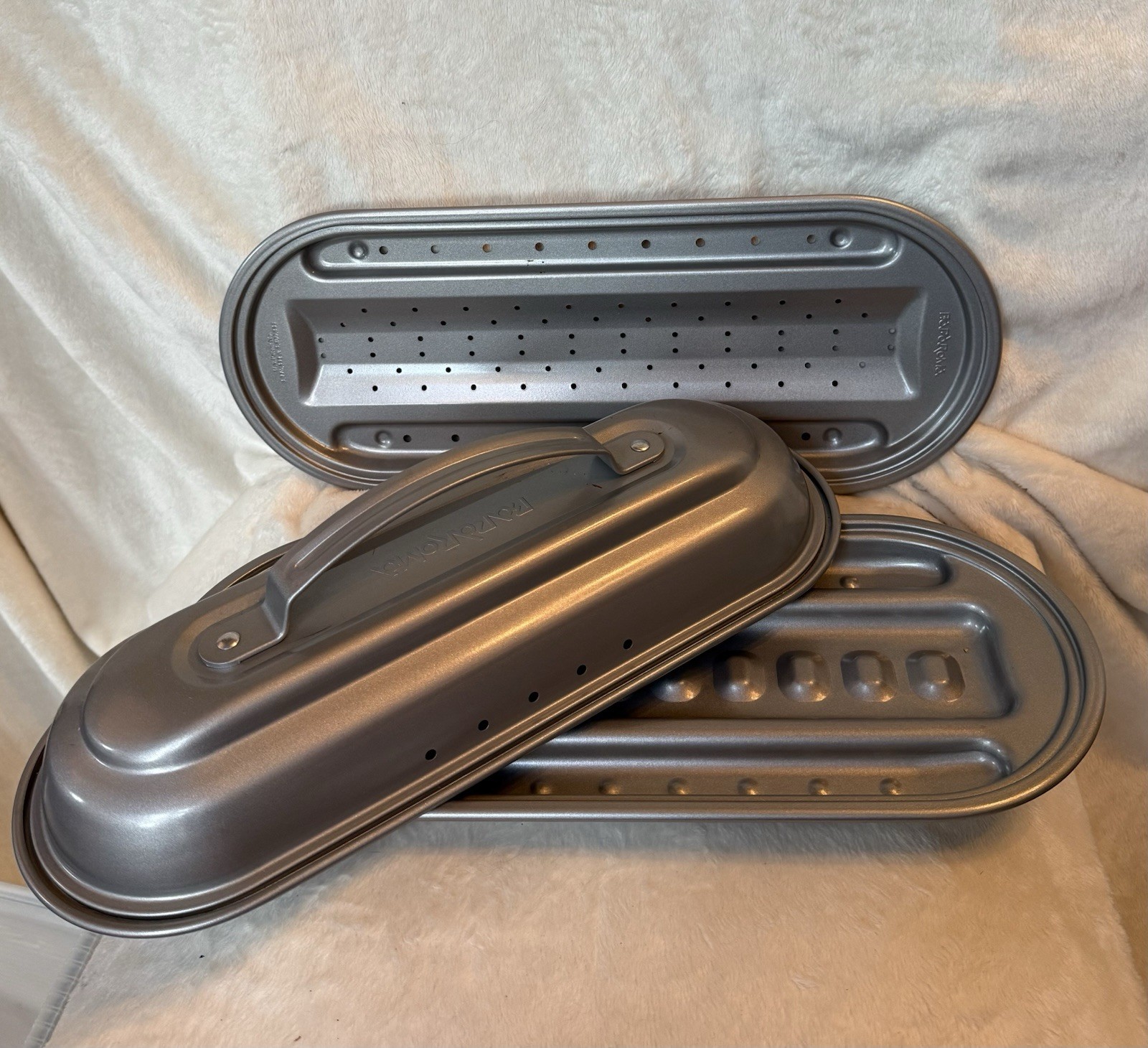 Vintage BAPAROMA 3 Pcs STEAM Baking Master Artisan French Bread Pan Set, 17”