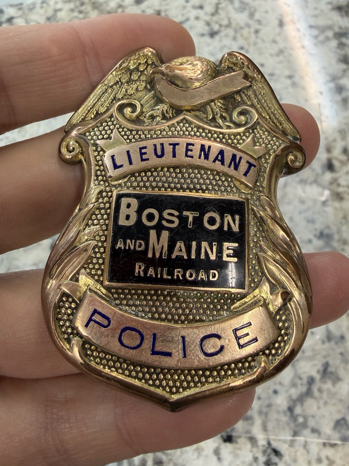 Ext Rare 1920s-1930s Boston & Maine Railroad Police Lieutenant Badge